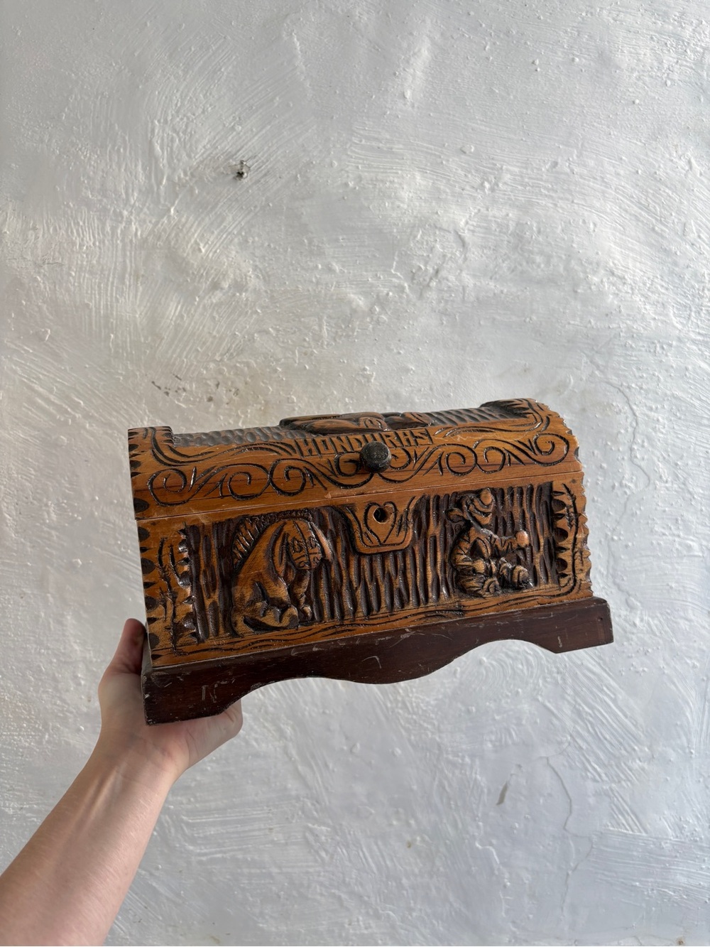 Hand carved Pooh Bear jewelry box
